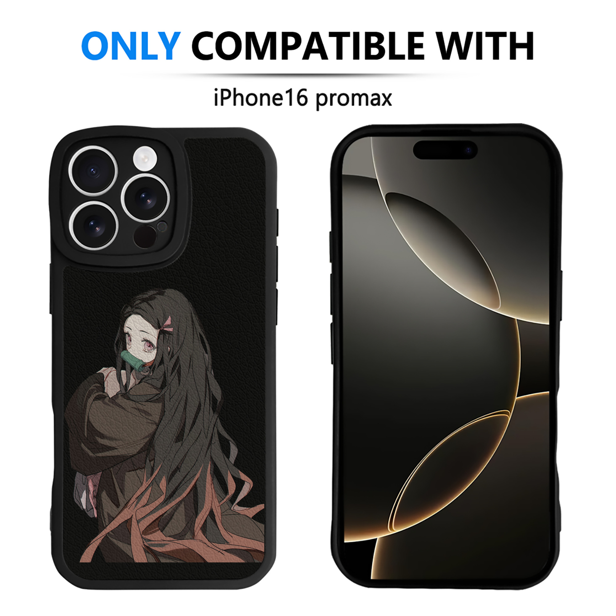 （画像用） 鬼滅の刃（きめつのやいば）竈門 禰󠄀豆子／かまど ねずこ Kamado Nezuko 【iPhone 16シリーズ対応】シリコンスマホケース（レザー調） 材質：シリコン